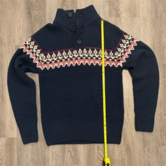 Classic New Caro Navy Sweater with Nordic Pattern - Picture 5 of 6